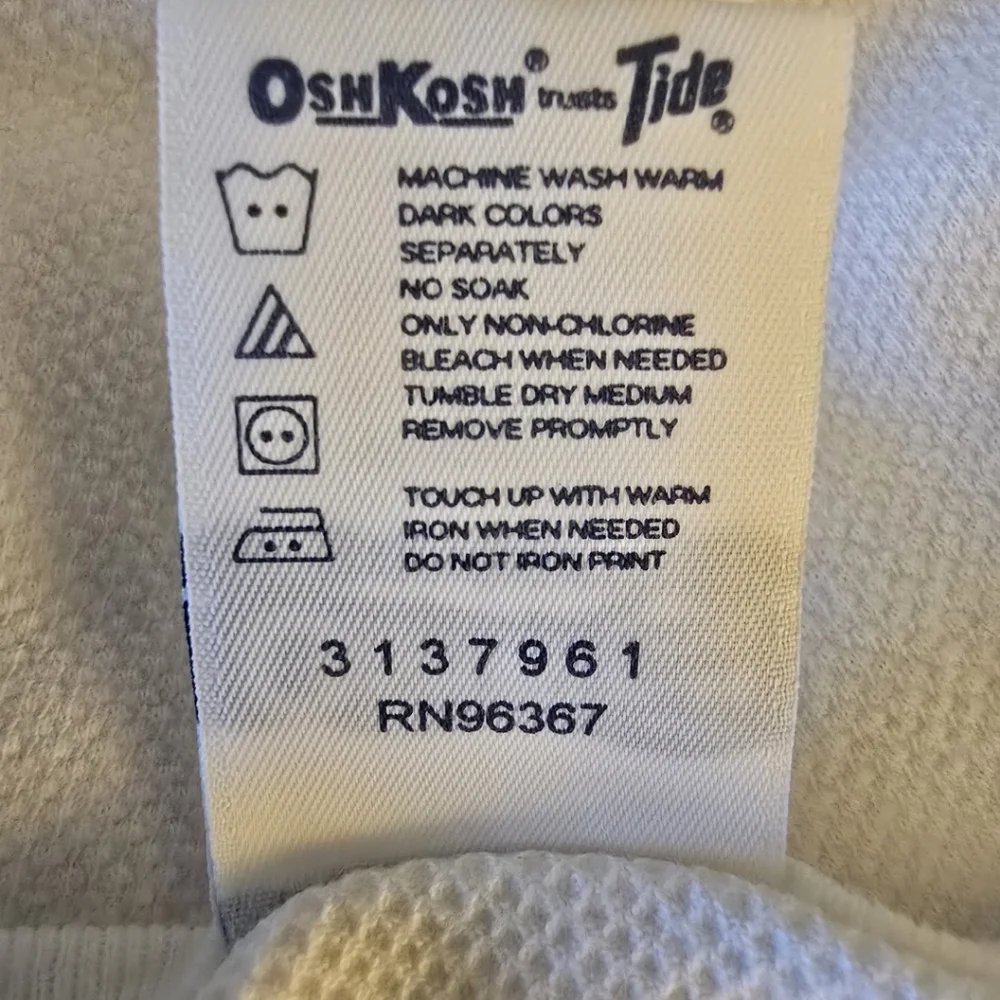 Vintage OshKosh B'gosh White Tee with Pink Floral Design 18 Mos. Made In The USA